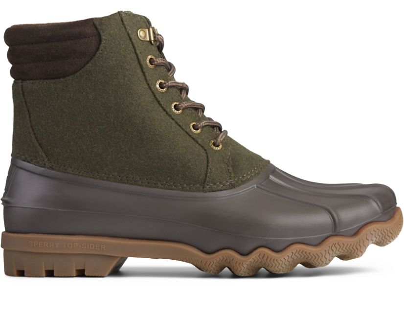 Sperry Avenue Wool Duck Boots - Men's Duck Boots - Olive/Brown [RY6135794] Sperry Top Sider Ireland